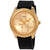 Guess G-Twist Gold Dial Black Leather Ladies Watch W0911L3