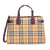 Burberry Medium Banner Vintage Check and Leather Tote- Deep Claret