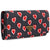 Prada Heart Print Long Leather Wallet- Black/Red