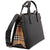 Burberry Medium Banner in Leather and Vintage Check- Black