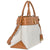 Michael Kors Gramercy Large Signature Logo Print Satchel- Vanilla