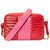 Prada Diagramme Leather Crossbody Bag- Red/Pink