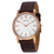 Bulova White Dial Rose Gold-tone Brown Leather Mens Watch 97A106