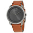 Movado Bold Grey Dial Brown Leather Mens Watch 3600366